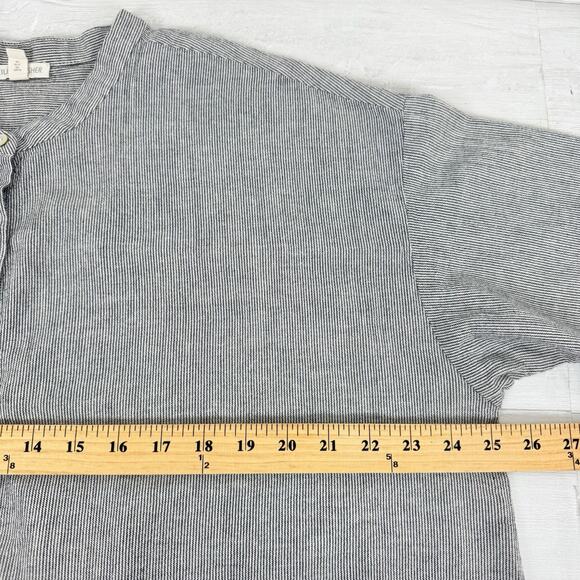 Eileen Fisher Organic Linen Cotton Tunic Shirt XL Gray Stripe Lagenlook Minimal - Picture 11 of 15